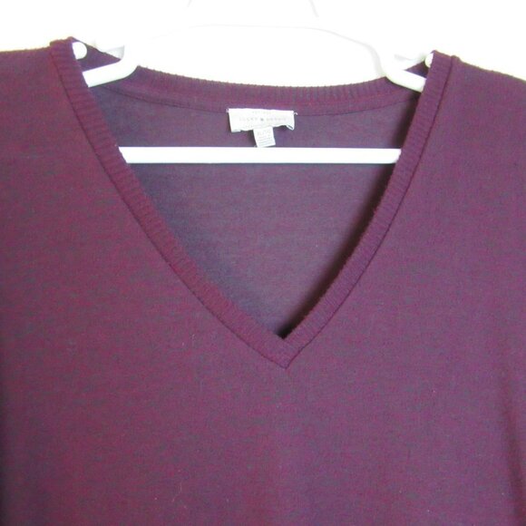Lucky Brand Purple Maroon V-Neck Textured Long Sleeve Shirt Women's XL - Picture 2 of 6